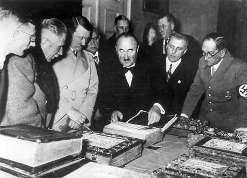 Adolf Hitler and German officials visiting the Bavarian State Library